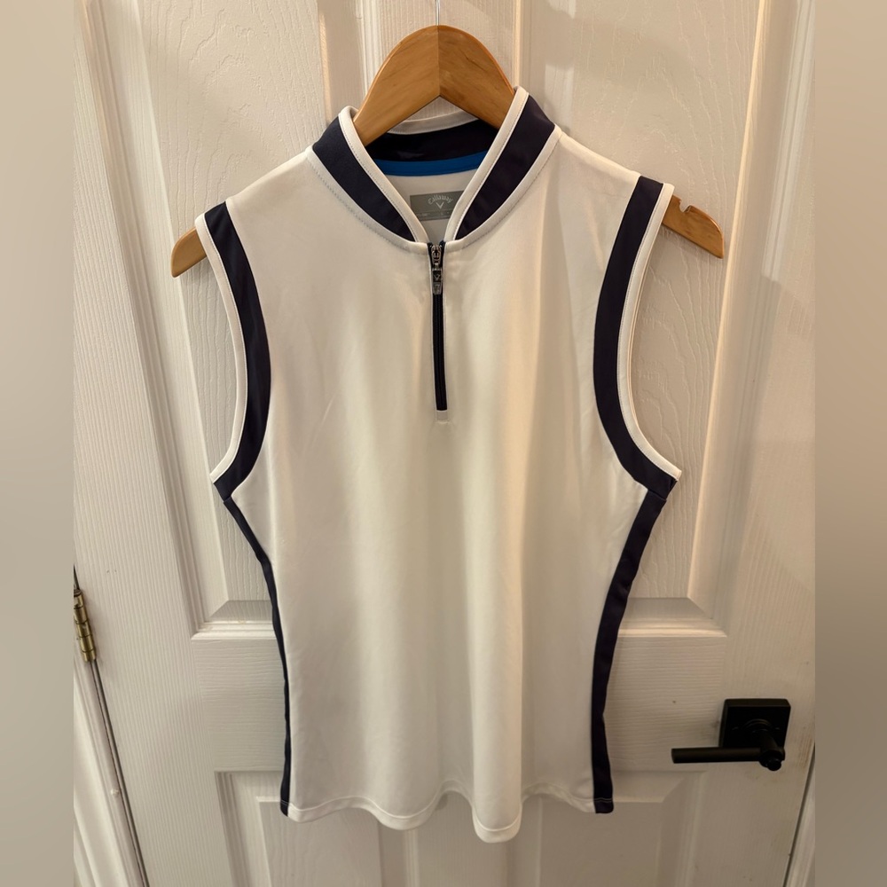 NWOT- Callaway White and Black Zip-Up Tank Top
